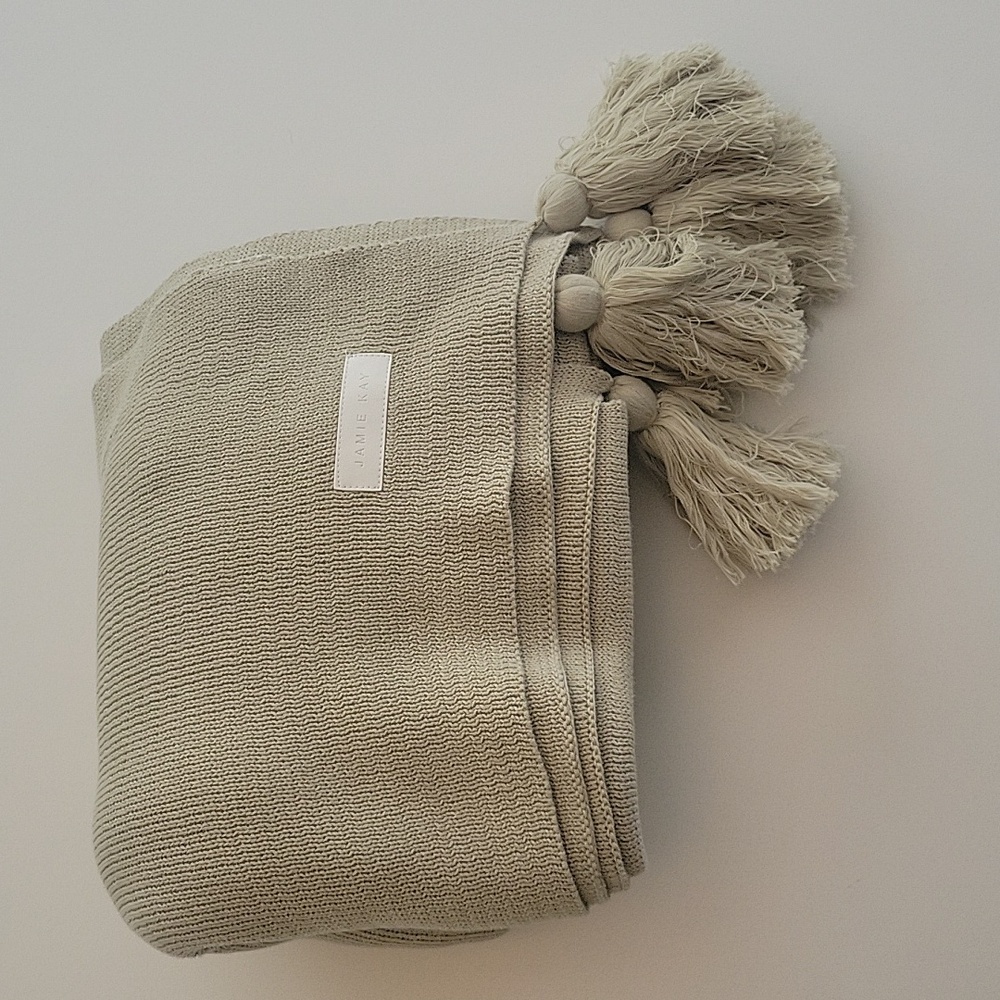 Jamie Kay 100% cotton knit kids throw/blanket in sage green color